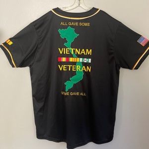 Vietnam Vet Baseball Jersey Some Gave All Black Yellow JWM..NEW sz 2XL